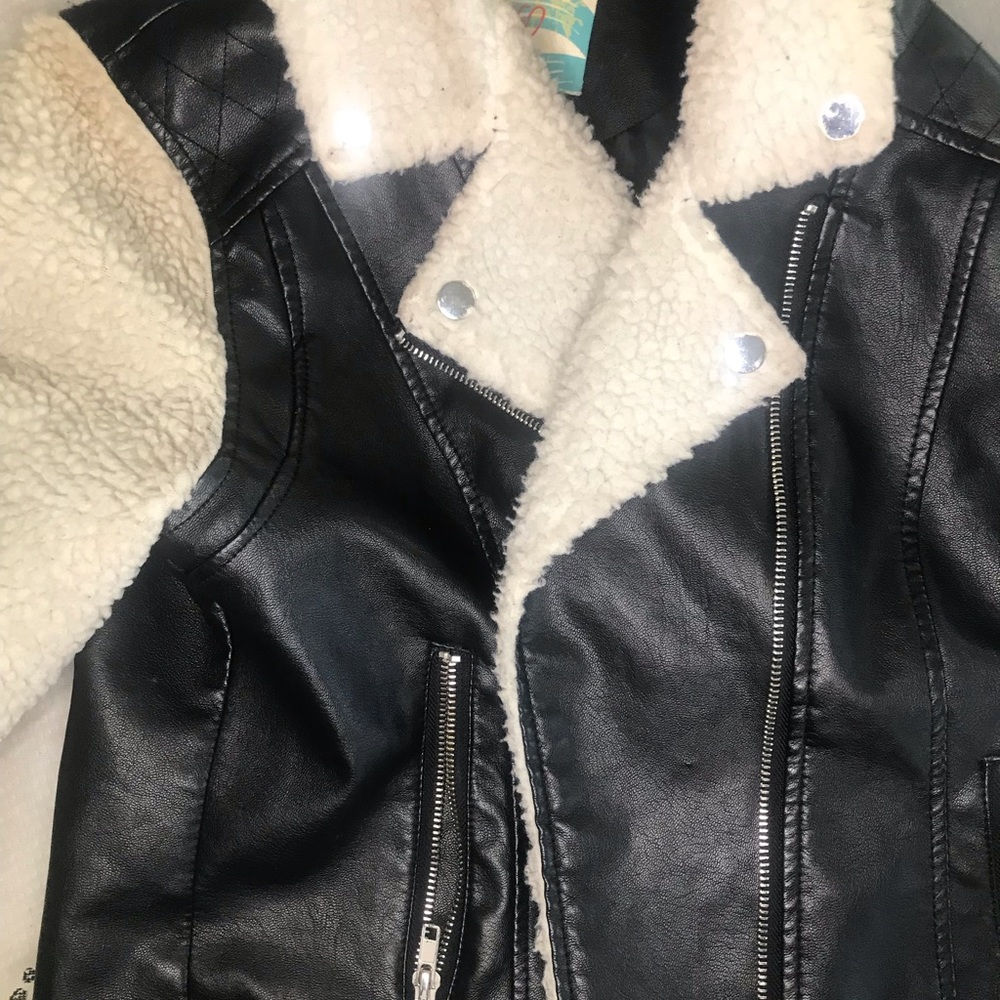 leather jacket with fur sides